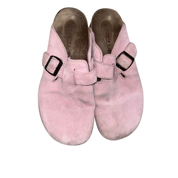 NCLUB MADE IN SPAIN Women Pink Suede Leather Mules Mocs Slip Ons Size 10M - Picture 2 of 9